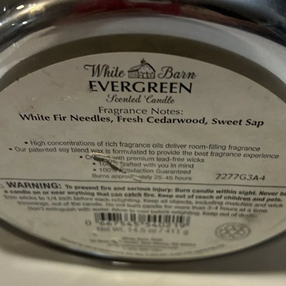 White Barn Evergreen Scented 3-Wick Jar Candle Large Silver 14.5 oz